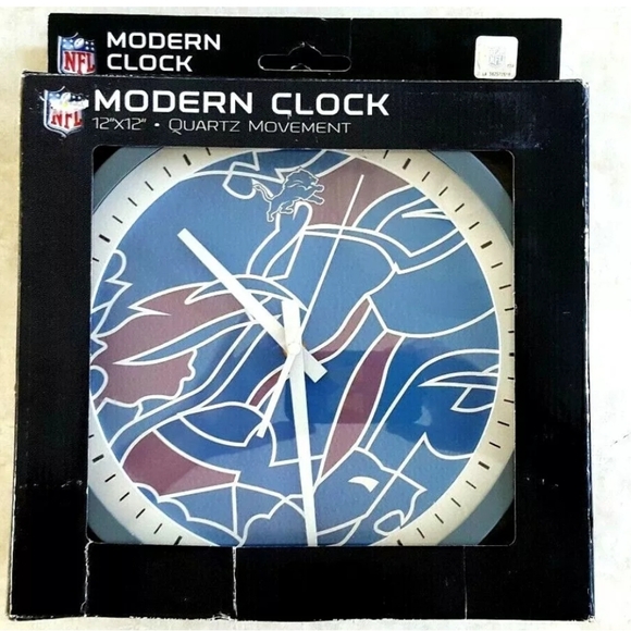 DETROIT LIONS Clock Modern Art Design 12 Inch Wall Office Den Man Cave Quartz - Picture 1 of 2